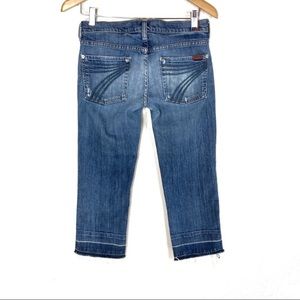 7 For All Mankind DOJO Crop Destructive‎ Frayed Hem Stretch Jeans Women’s Sz 27